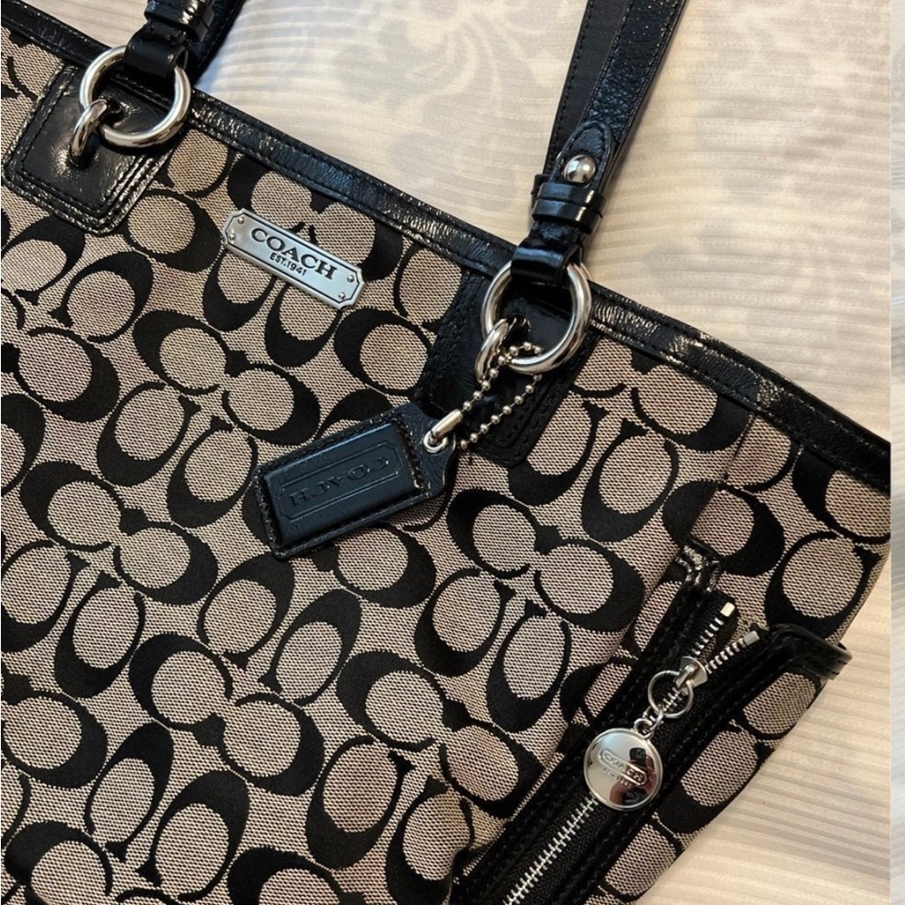 Coach Black Signature Tote Bag
